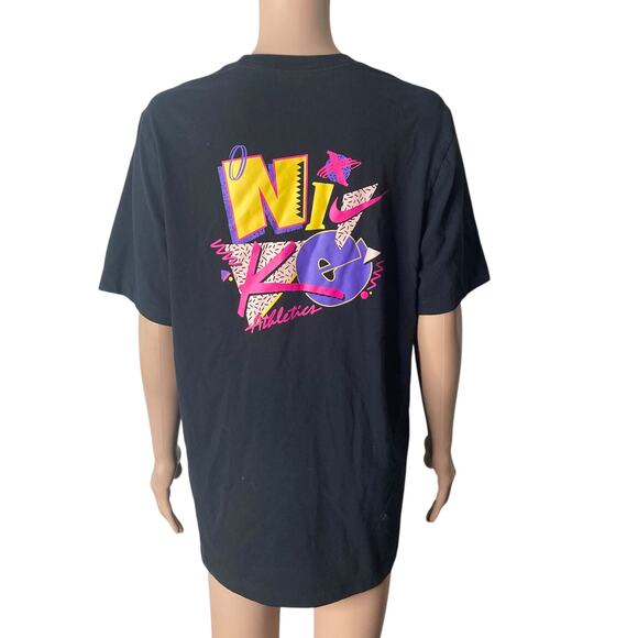 Retro The Nike Tshirt Mens Med Multicolored Spell Out Color Block Logo Stretch - Picture 1 of 12